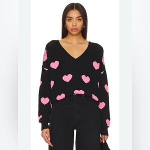 Beach Riot Joey V Neck Sweater in Amour Heart